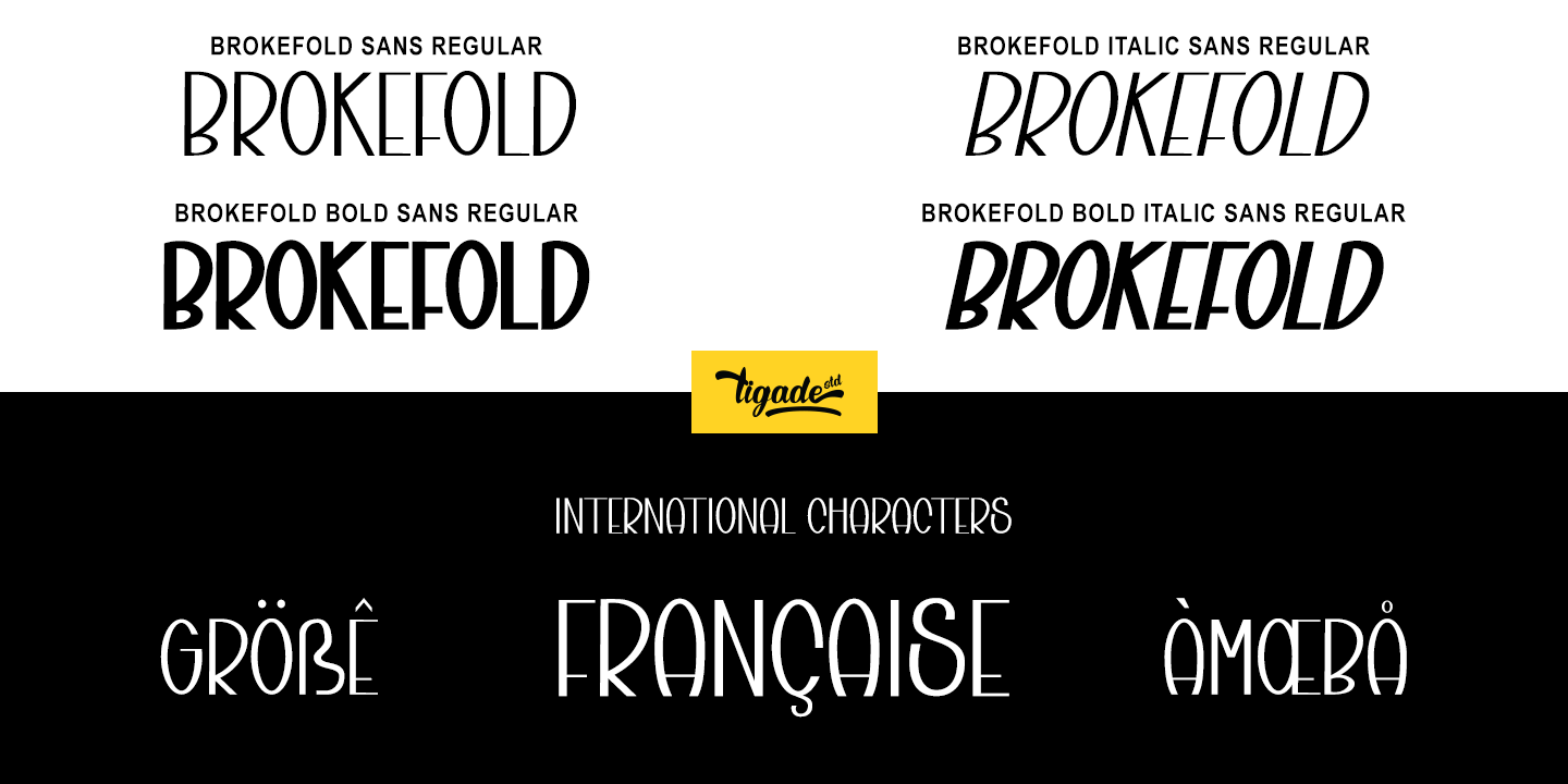 Пример шрифта Brokefold Sans Italic